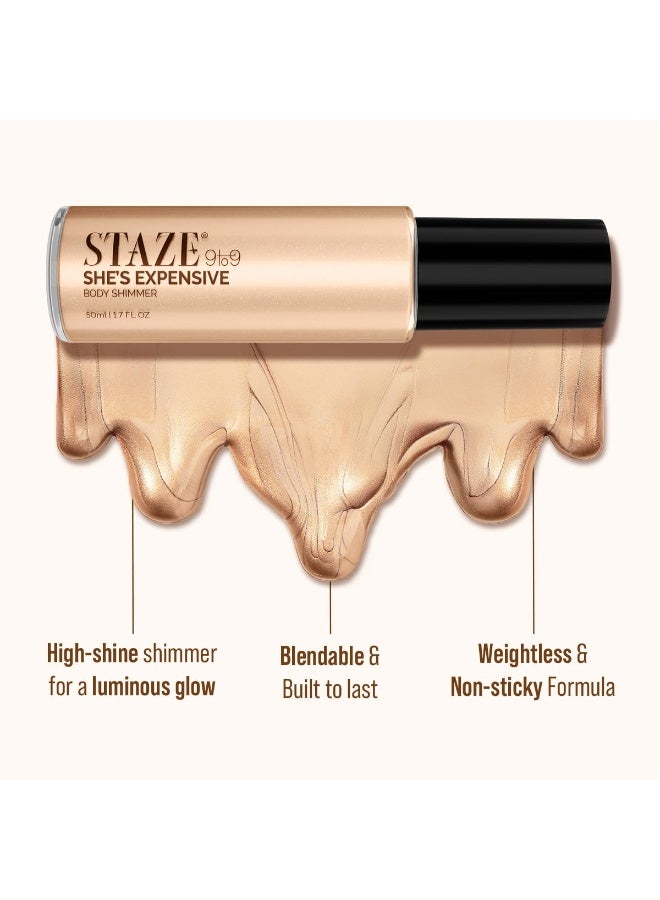 Staze 9to9 She's Expensive Body Shimmer | High-shine Shimmer | Non-sticky & Lightweight | 50ml - Image 2